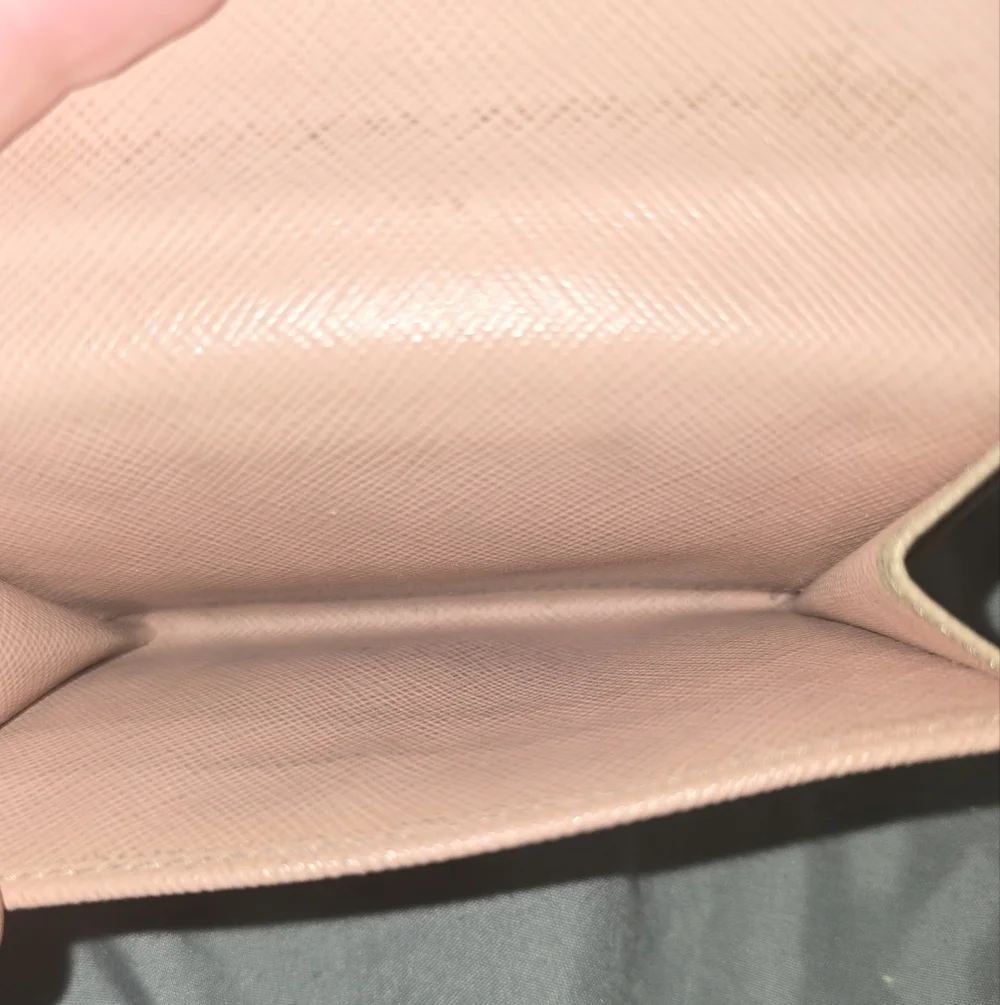 EUC - Prada Cream Leather Women's Wallet With Pink Interior